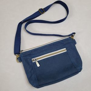 Handmade Distressed Oiled Canvas Navy Crossbody Bag Shoulder Bag Purse